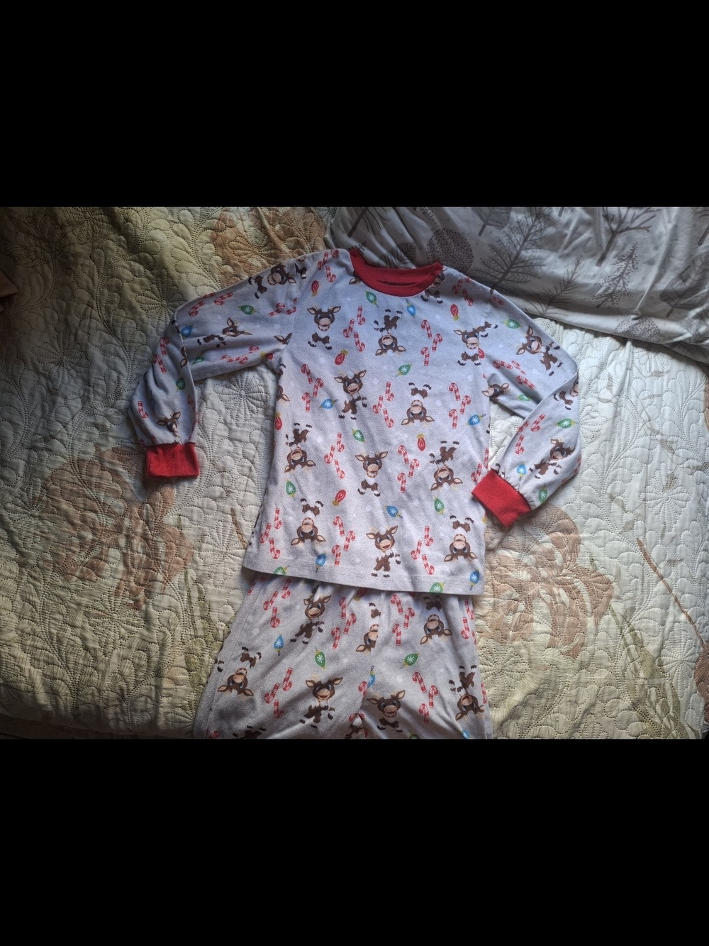 Kids Monkey Print Red-Trim Pajama Set